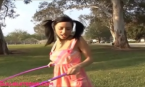 Gullibleteens.com legal age teenager hoola hoop outdoor receives drilled and face splattered