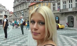 Wild public sex with concupiscent golden-haired amateur wife